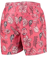 Men's Scarlet Ohio State Buckeyes Vintage-Like Floral Swim Trunks