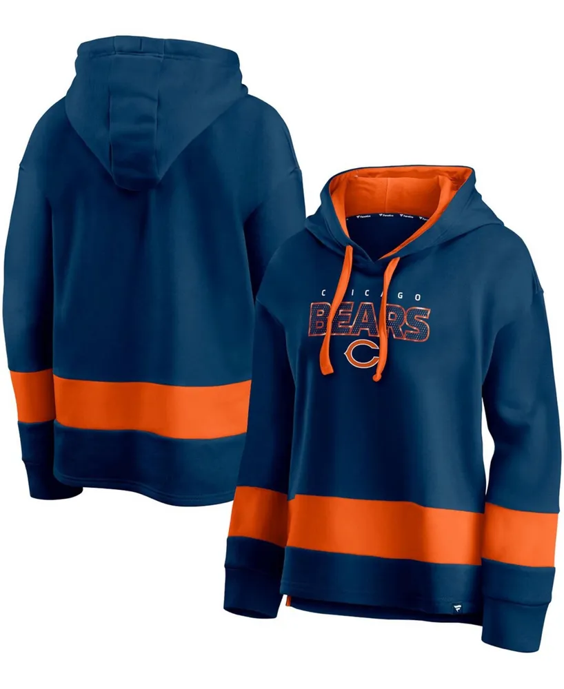 Women's Navy and Orange Chicago Bears Colors of Pride Colorblock Pullover Hoodie