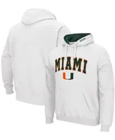 Men's White Miami Hurricanes Arch Logo 3.0 Pullover Hoodie