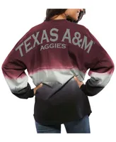 Women's Maroon Texas A M Aggies Ombre Long Sleeve Dip-Dyed T-shirt