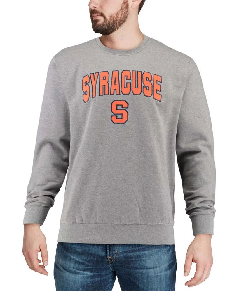 Men's Heather Gray Syracuse Orange Arch Logo Crew Neck Sweatshirt