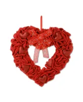 Glitzhome 19.25" Fabric Valentine's Heart Wreath