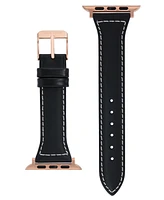 Anne Klein Women's Black Stitched Leather Band designed for Apple Watch 42mm (Series 10) & 38/40/41mm