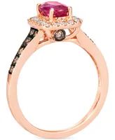 Le Vian Passion Ruby (3/4 ct. t.w.) & Diamond (1/2 ct. t.w.) Halo Ring in 14k Rose Gold