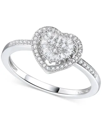 Diamond Cluster Heart Ring (1/4 ct. t.w.) in Sterling Silver