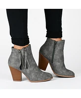 Journee Collection Women's Vally Double Zipper Stacked Heel Ankle Booties