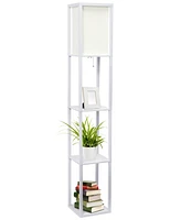 Lalia Home Column Shelf Floor Lamp with Linen Shade
