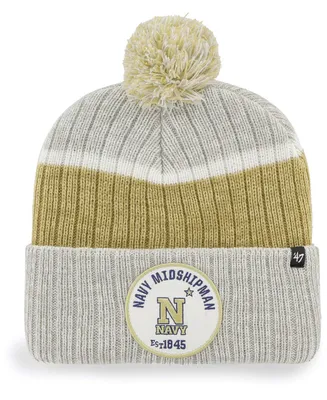 Men's Gray Navy Midshipmen Holcomb Cuffed Knit Hat with Pom