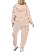 White Mark Plus Velour Tracksuit Loungewear 2pc Set