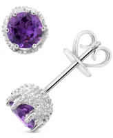 Rhodolite Garnet Stud Earrings (2 ct. t.w.) Sterling Silver (Also Amethyst, White Topaz, Citrine, Peridot, & Blue Topaz)