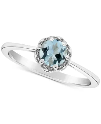 Opal Six Prong Solitaire Ring (1/3 ct. t.w.) Sterling Silver (Also Aquamarine)