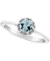 Opal Six Prong Solitaire Ring (1/3 ct. t.w.) Sterling Silver (Also Aquamarine)