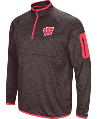 Men's Black Wisconsin Badgers Amnesia Quarter-Zip Pullover Jacket