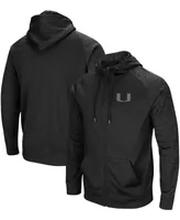 Men's Black Miami Hurricanes Blackout 3.0 Tonal Raglan Full-Zip Hoodie