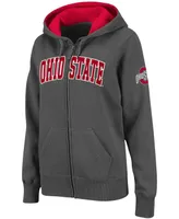 Women's Charcoal Ohio State Buckeyes Arched Name Full-Zip Hoodie