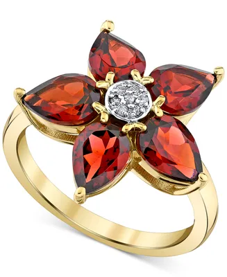 Rhodolite Garnet (4-1/4 ct. t.w.) & Diamond Accent Flower Ring in 10k Gold