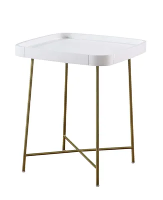 Lunar End Table - White, Gold