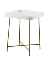 Lunar End Table - White, Gold