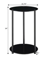 Convenience Concepts 15.75" Glass Designs2Go 2 Tier Round End Table