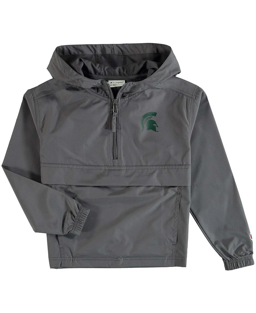 Big Boys and Girls Graphite Michigan State Spartans Pack Go Quarter-Zip Windbreaker Jacket