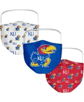 Multi Adult Kansas Jayhawks All Over Logo Face Covering 3-Pack