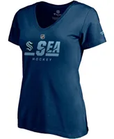 Women's Navy Seattle Kraken Authentic Pro Secondary Logo V-Neck T-shirt