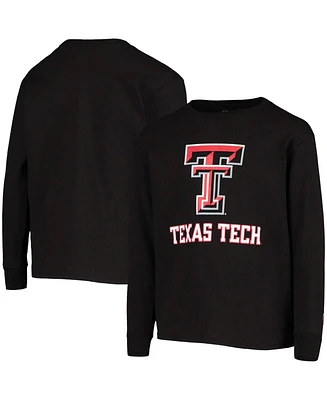 Big Boys and Girls Black Texas Tech Red Raiders Lockup Long Sleeve T-shirt