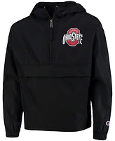 Big Boys and Girls Black Ohio State Buckeyes Pack and Go Quarter-Zip Windbreaker Jacket