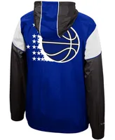 Men's Blue and Black Orlando Magic Hardwood Classics Highlight Reel Windbreaker Half-Zip Hoodie Jacket