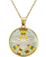 Enamel Landing Dove 18" Pendant Necklace in 14k Gold