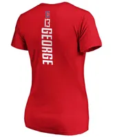 Women's Paul George Red La Clippers Playmaker Logo Name Number V-Neck T-shirt