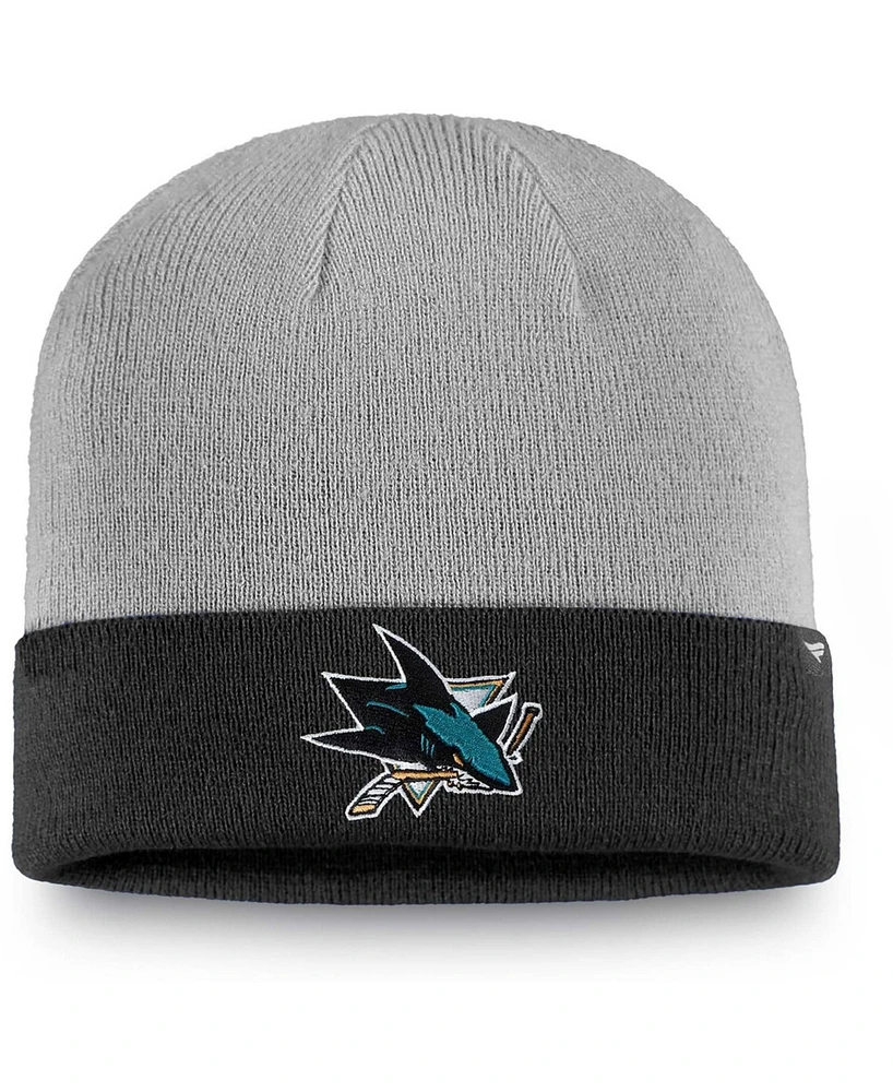 Men's Gray, Black San Jose Sharks Cuffed Knit Hat