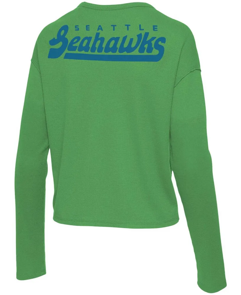Women's Neon Green Seattle Seahawks Pocket Thermal Long Sleeve T-shirt