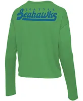 Women's Neon Green Seattle Seahawks Pocket Thermal Long Sleeve T-shirt