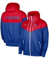 Men's Red, Royal Philadelphia 76Ers 75Th Anniversary Courtside Windrunner Raglan Hoodie Full-Zip Jacket