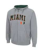 Men's Heathered Gray Miami Hurricanes Arch Logo 3.0 Full-Zip Hoodie