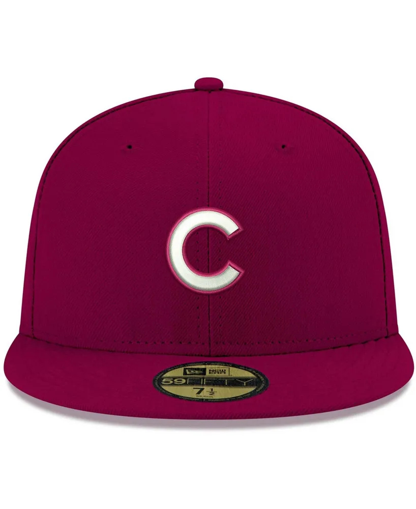 Men's Cardinal Chicago Cubs Logo White 59FIFTY Fitted Hat