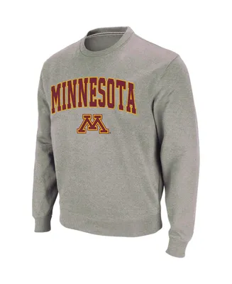 Men's Heather Gray Minnesota Golden Gophers Arch Logo Crew Neck Sweatshirt