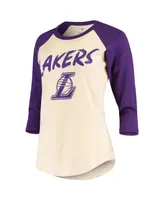 Women's Anthony Davis Cream Los Angeles Lakers Raglan 3/4 Sleeve T-shirt