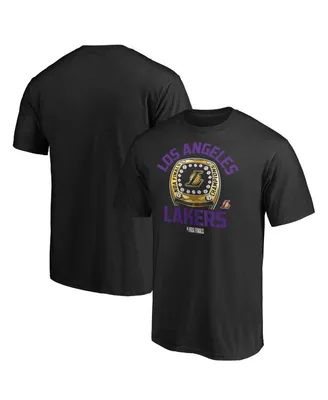 Men's Black Los Angeles Lakers 2020 Nba Finals Champions Finger Roll Ring T-shirt