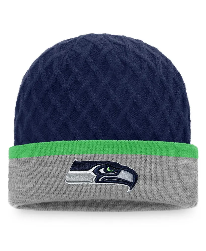 Youth New Era College Navy Seattle Seahawks Proof Cuffed Knit Hat with Pom