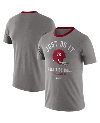 Men's Heathered Gray Alabama Crimson Tide Vault Helmet Tri-Blend T-shirt