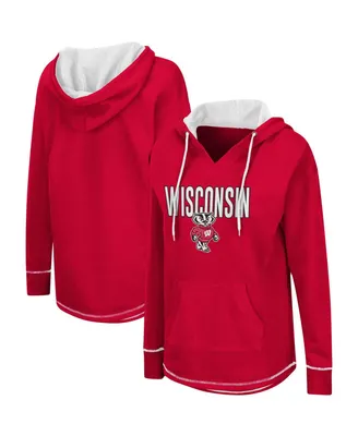 Women's Red Wisconsin Badgers Tunic Pullover Hoodie