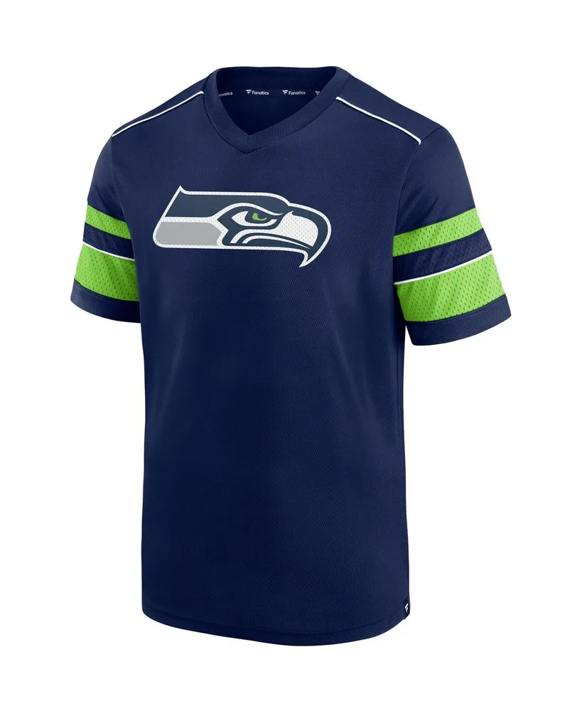 Men's Dk Metcalf College Navy Seattle Seahawks Hashmark Name and Number V-Neck T-shirt