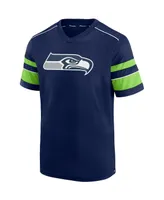 Men's Dk Metcalf College Navy Seattle Seahawks Hashmark Name and Number V-Neck T-shirt