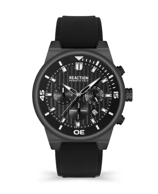 Kenneth Cole Reaction Men's Chrono 3 Eyes Date Black Silicon Strap Watch, 47mm