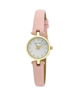 Laura Ashley Women's Gold-tone Faux Leather Strap Watch 22mm