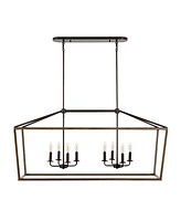 Oriana 8-Light Iron Farmhouse Industrial Lantern Led Pendant