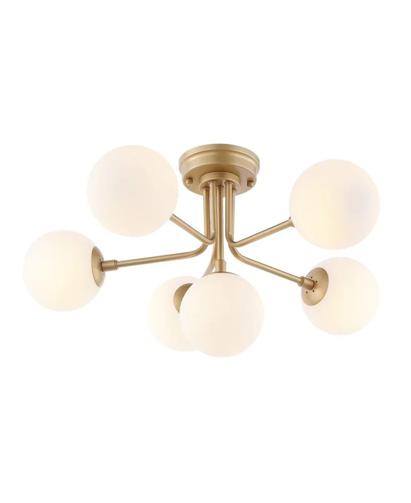 Olivier Parisian 24" 6-Light Globe Modern Industrial Iron Bistro Led Semi Flush Mount, Gold