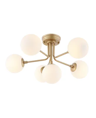 Olivier Parisian 24" 6-Light Globe Modern Industrial Iron Bistro Led Semi Flush Mount, Gold - Gold